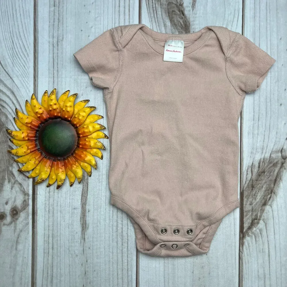 Hanna Andersson Baby‎ Bodysuit Set, Short Sleeve, Ribbed, Pink & Yellow 6-12M